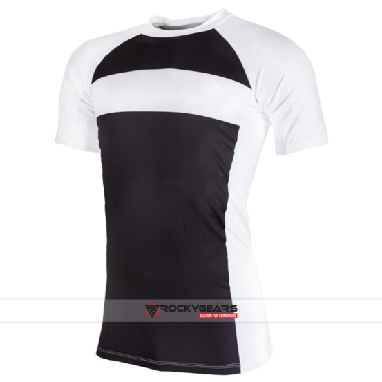 Black white short sleeve rash guard